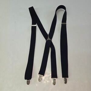BBB Suspenders Mens One Size Blue X-Back Elastic Adjustable Silver Clips